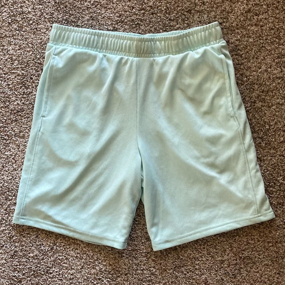 All In Motion Men's Light Turquoise Lined Drawstring Mesh Shorts - S